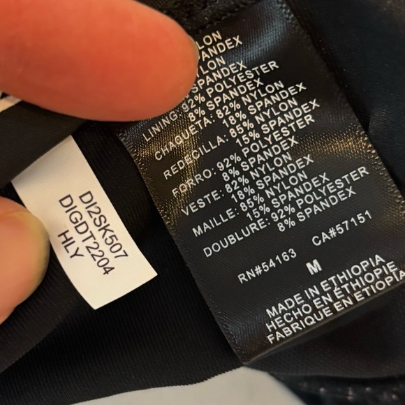 DKNY halter one piece swim bathing suit black pink tropical print size medium - Picture 11 of 11